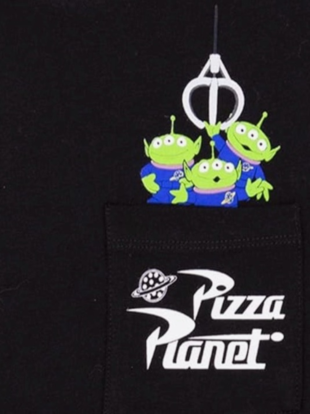 Disney Pixar black crewneck Toy Story Pizza Planet the claw one pocket tee SM - Picture 3 of 7